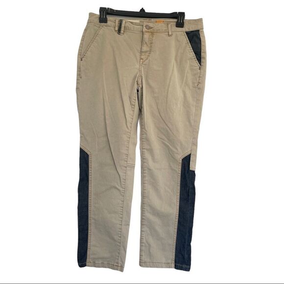 Anthro Pilco and the Letterpress Khaki Hyphen Pants with Black Detail - Size 28 - Picture 1 of 9